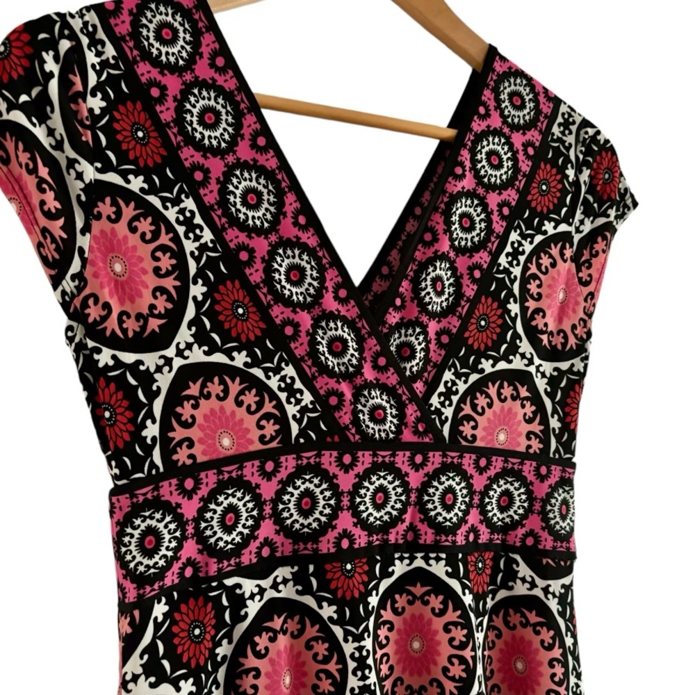London Times women’s dress size 6. Cap sleeve. Preloved. Pinks and black